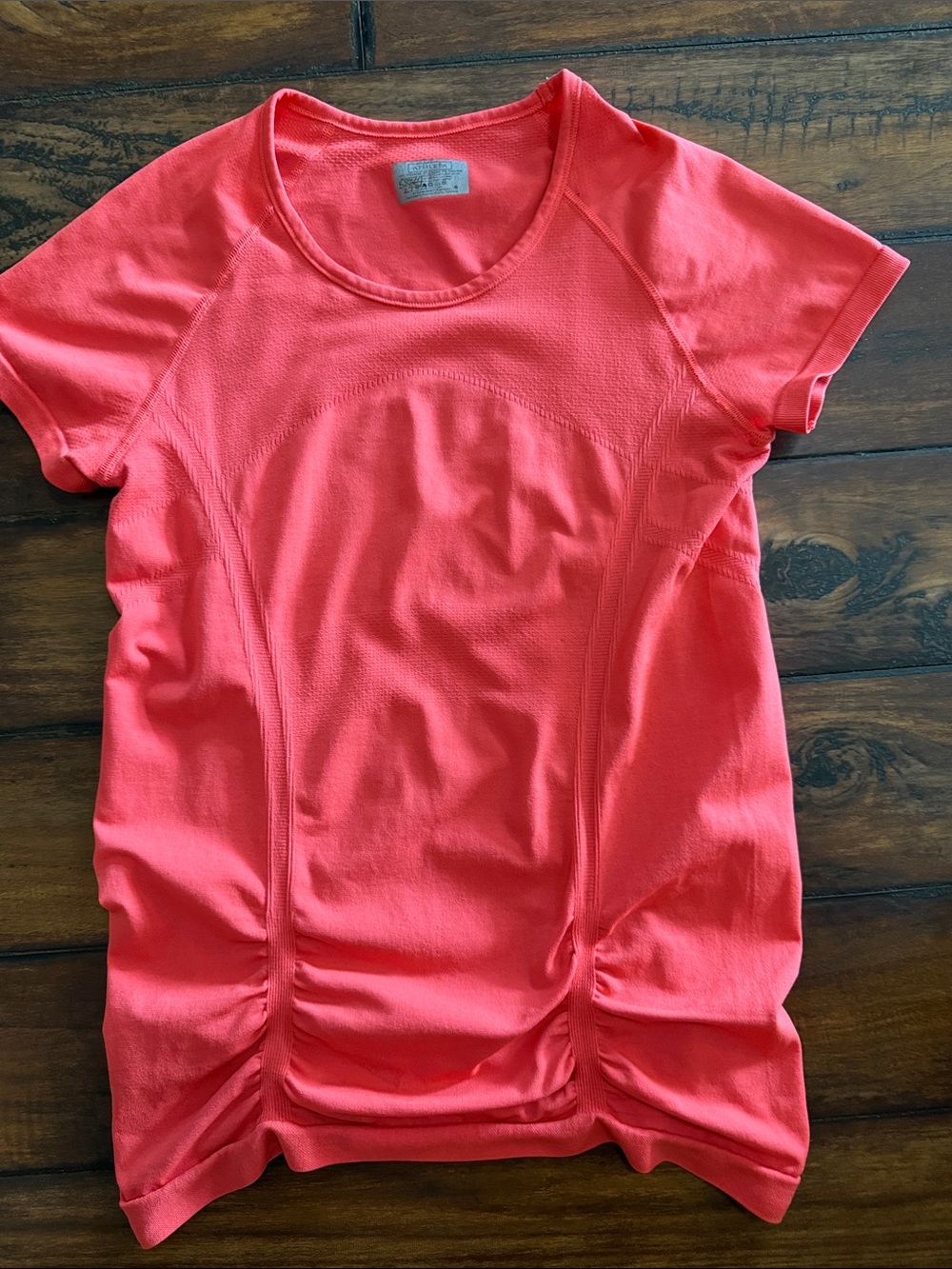 Athleta Coral Short Sleeve Ruched Athletic Tee